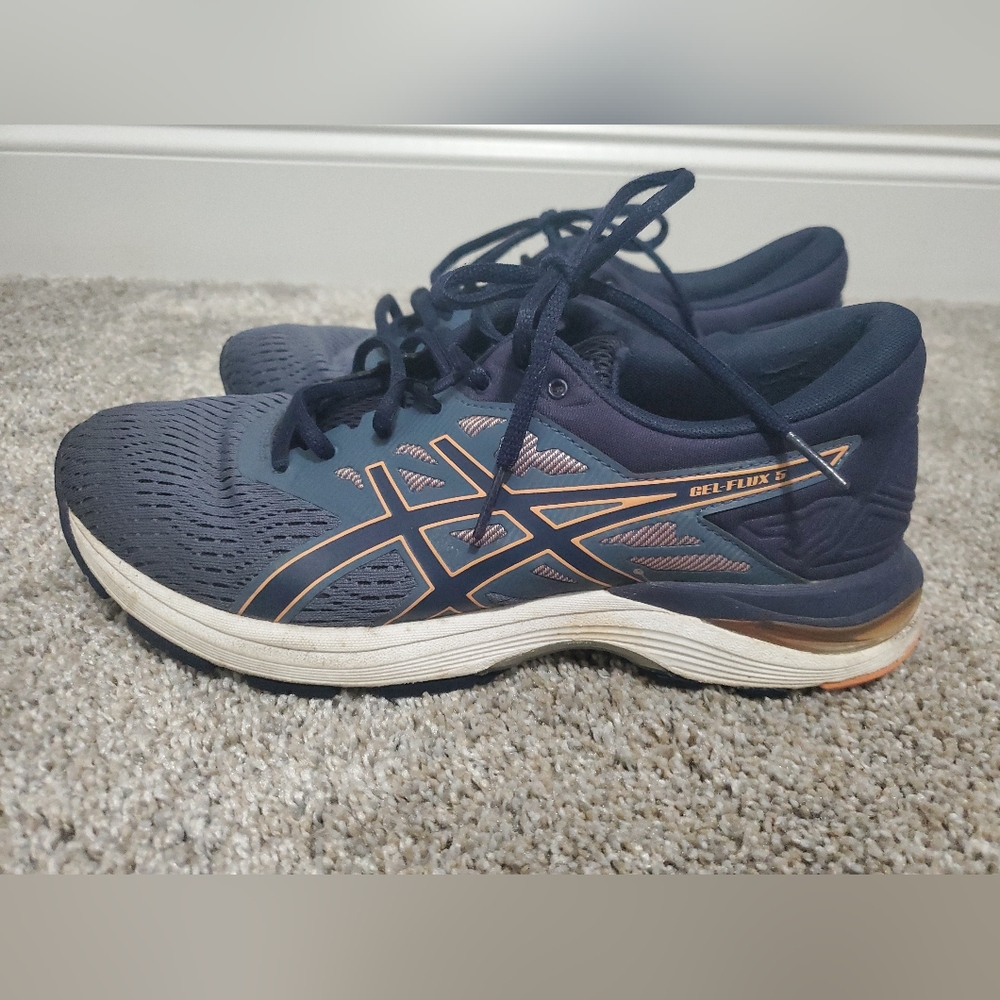 Women's 9 ASICS Running Shoes Gel Flux 5 Blue Cantaloupe Synthetic/Mesh T861N